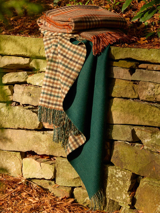 Plaid Estate Gun Club Vert - Country Side Collection - Laine d'Agneau Mérinos - 140x185 - Bronte by Moon Scotland