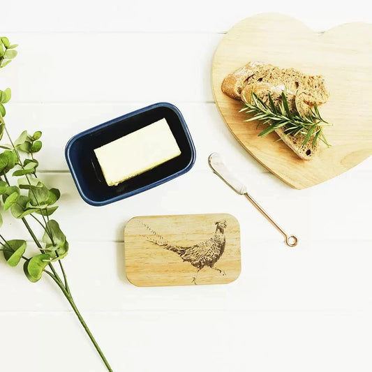 Botervloot Fazant Blauw - Duurzaam - Gegraveerd - Selbrae House Scotland by MoodCompanyNL