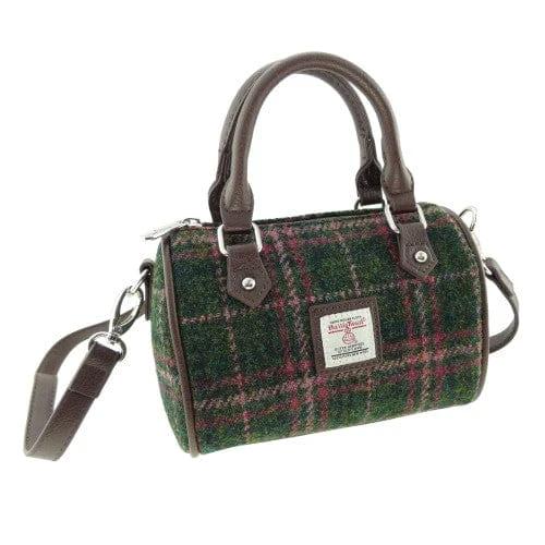 Bowlingtas mini Kilbride Groen en Roze (plum) - 17x 20x11 - Harris Tweed - Glen Appin of Scotland by MoodCompanyNL
