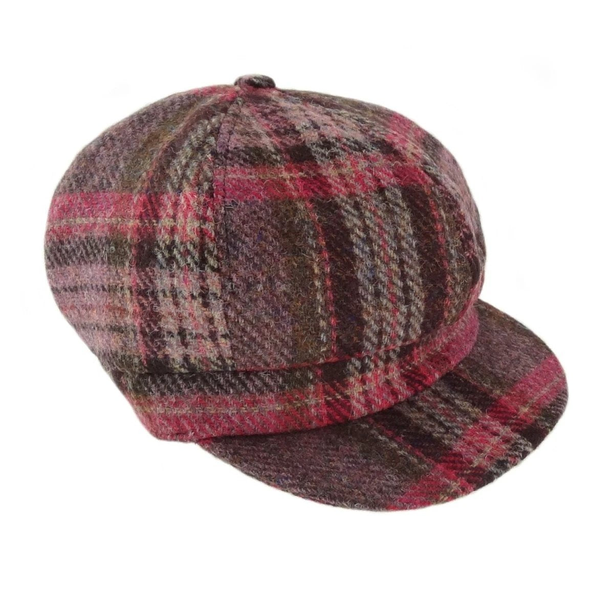 Dames Cap Roze Stewart tartan - one size - Harris Tweed - Glen Appin of Scotland by MoodCompanyNL