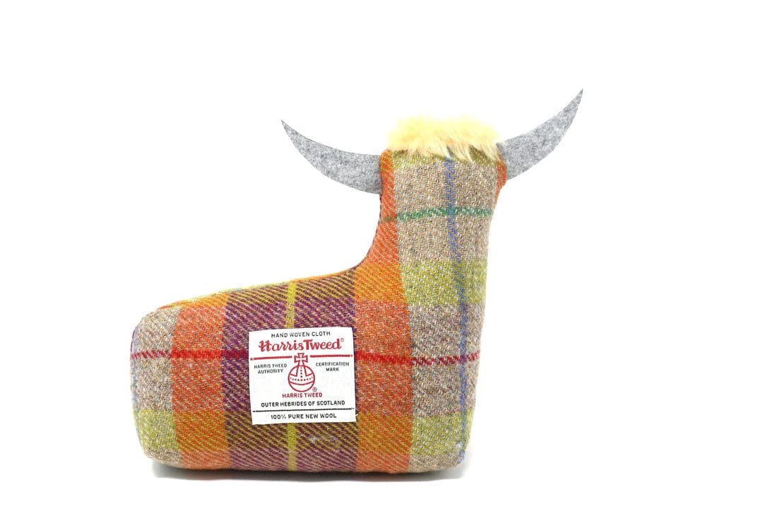 Deurstopper Schotse Hooglander Purple/orange - Harris Tweed - Handgemaakt - Caroline Wolfe Murray Scotland by MoodCompanyNL