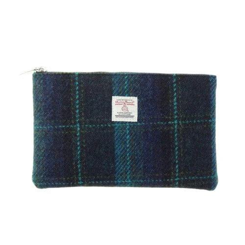 Etui Berneray Blauw met Turquoise - 22 x 14 - Harris Tweed - Glen Appin of Scotland by MoodCompanyNL