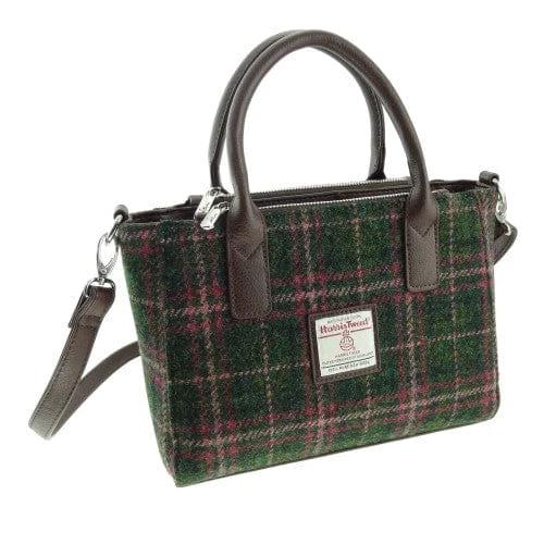 Handtas Brora Groen en Roze (Plum) - Ritssluiting - Draagband - Harris Tweed - Glen Appin of Scotland by MoodCompanyNL