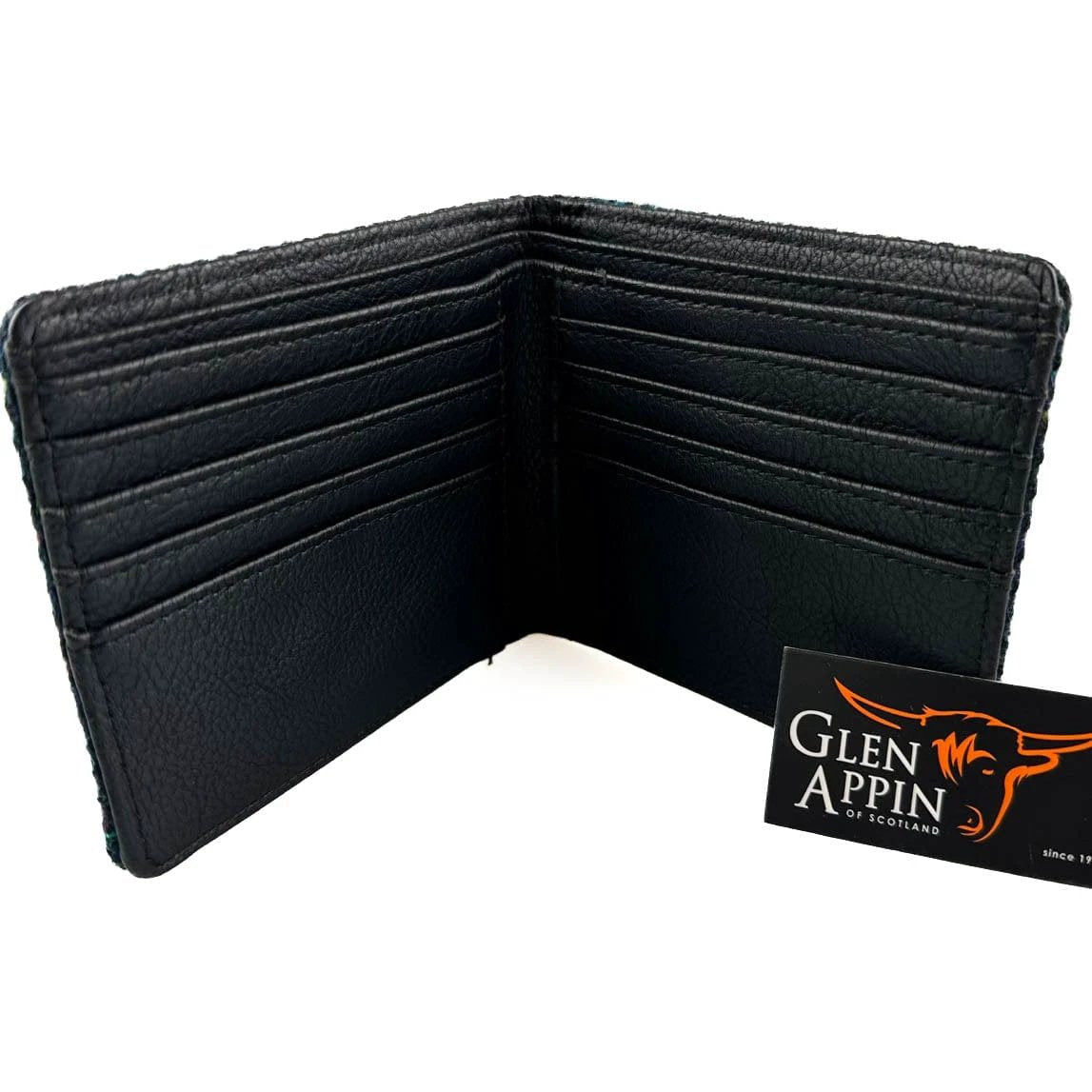 Heren Portemonnee Mull Blauw en Turquoise Geruit - Harris Tweed - Glen Appin of Scotland by MoodCompanyNL