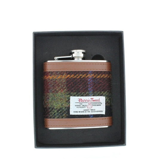 Heupfles Bruin - Harris Tweed - Glen Appin of Scotland by MoodCompanyNL