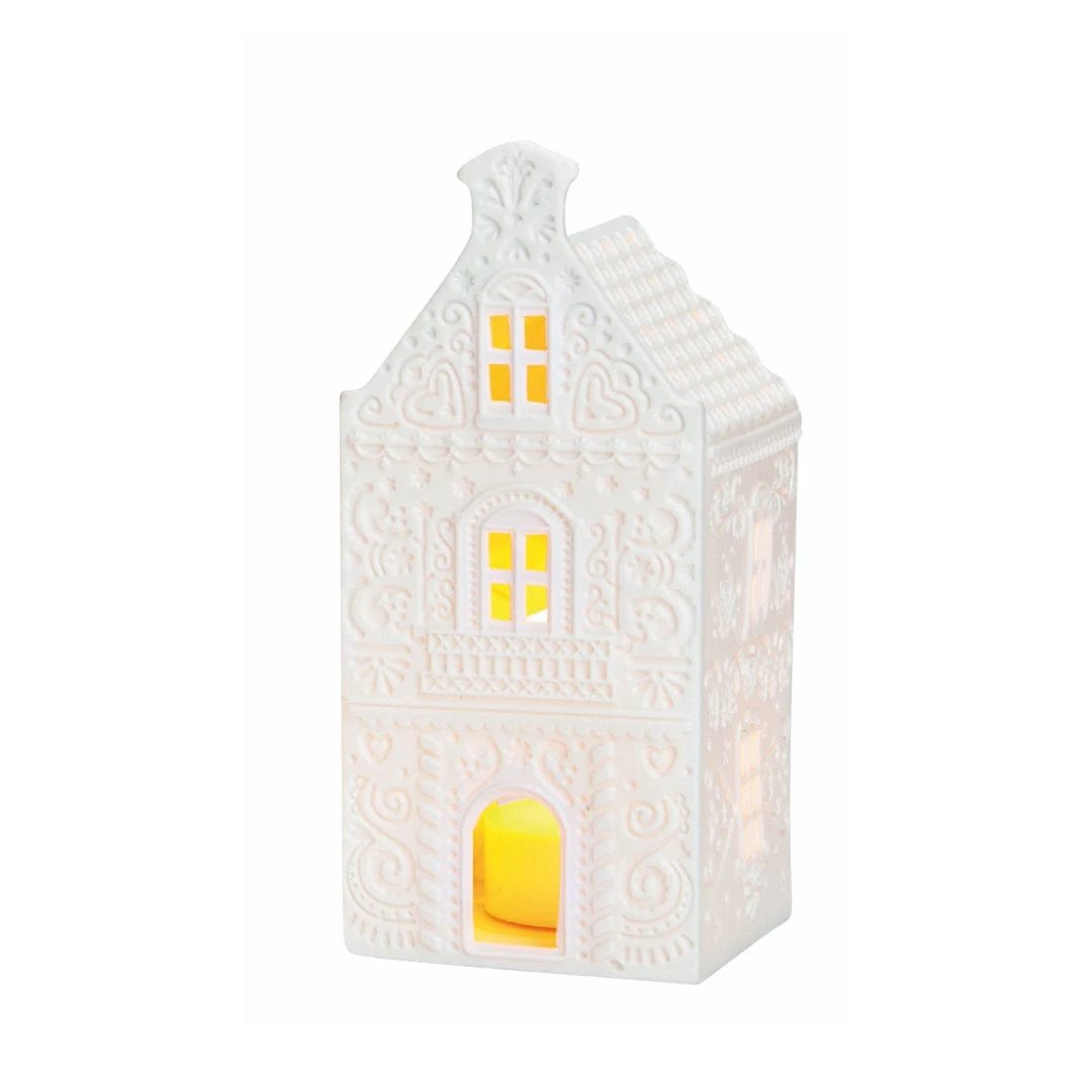 Lichthuisje wit - porselein - 3 stuks - (B/H/D) 7x16x7cm - Wurm by MoodCompanyNL