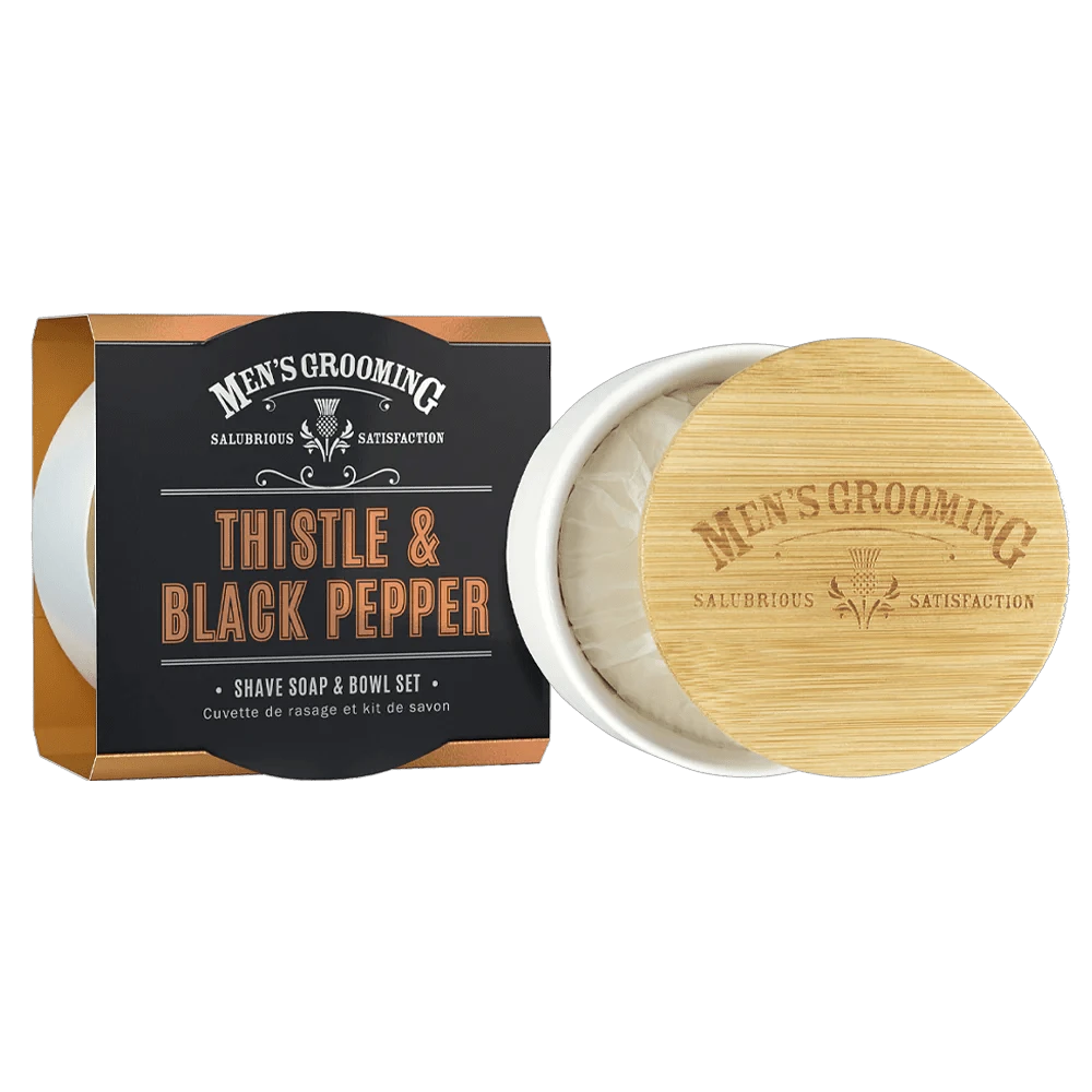 Men's Grooming Thistle & Black Pepper Scheerzeep Set 100g by MoodCompanyNL