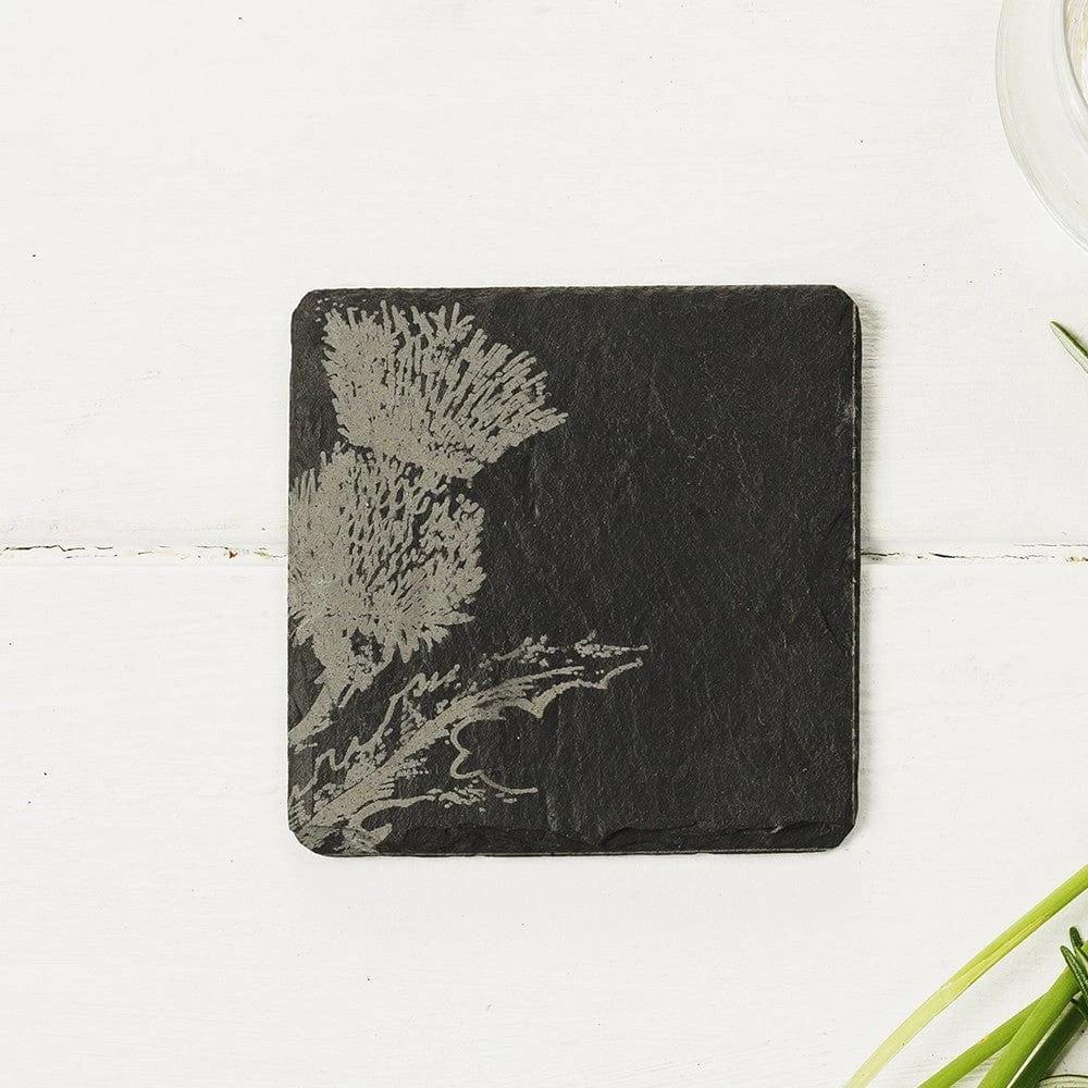 Onderzetters Distel - Gegraveerd - Leisteen - Just Slate Company Scotland by MoodCompanyNL