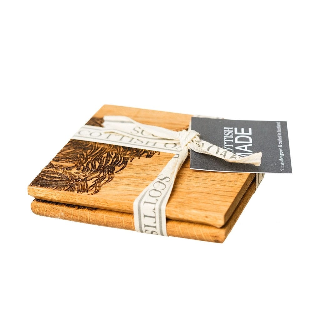 MoodCompanyNL - Onderzetters Schotse Hooglander - Schots Eikenhout - Scottish Made - 5060426288982