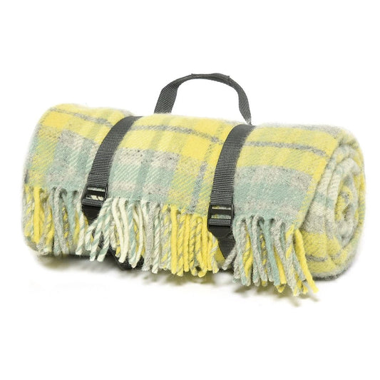Picknickkleed Polo Geruit Geel (Ocean) - Wol - Waterdicht - 145x183cm - Tweedmill by MoodCompanyNL