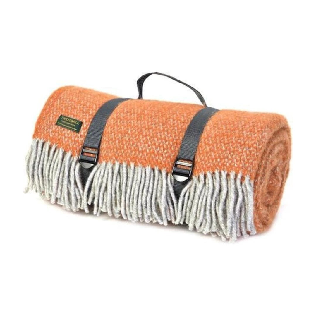 Picknickkleed Polo Oranje Grijs - Wol - Waterdicht - 145x183cm - Tweedmill by MoodCompanyNL