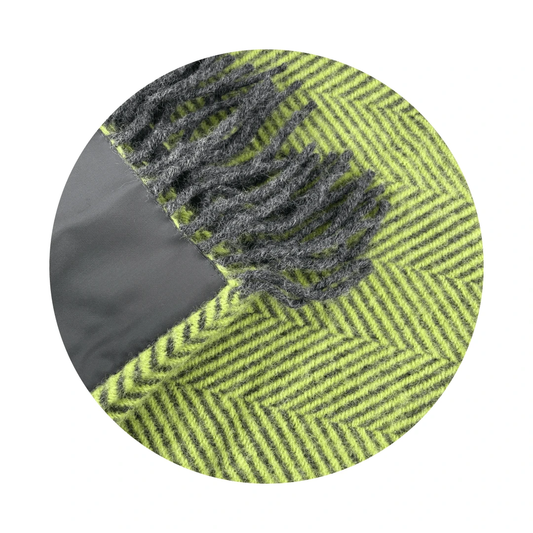 MoodCompanyNL - Picknickkleed Polo Visgraat Heldergroen met Donkergrijs - Wol - Waterdicht - 145x183cm - Tweedmill - 5060958302590