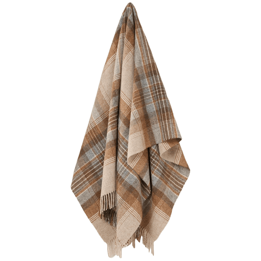 Plaid Kintyre Beige - Shetland Lamswol - 140x185 - Bronte by Moon Scotland by MoodCompanyNL