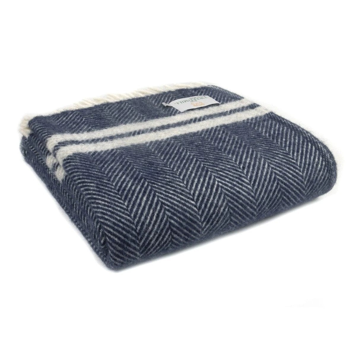 Plaid Visgraat 2 streep Blauw en Grijs - 150x183 - Nieuw Wol - Tweedmill UK by MoodCompanyNL