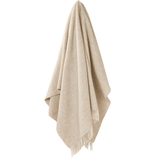 Plaid Visgraat Beige - Shetland Lamswol - 140x185 - Bronte by Moon Scotland by MoodCompanyNL