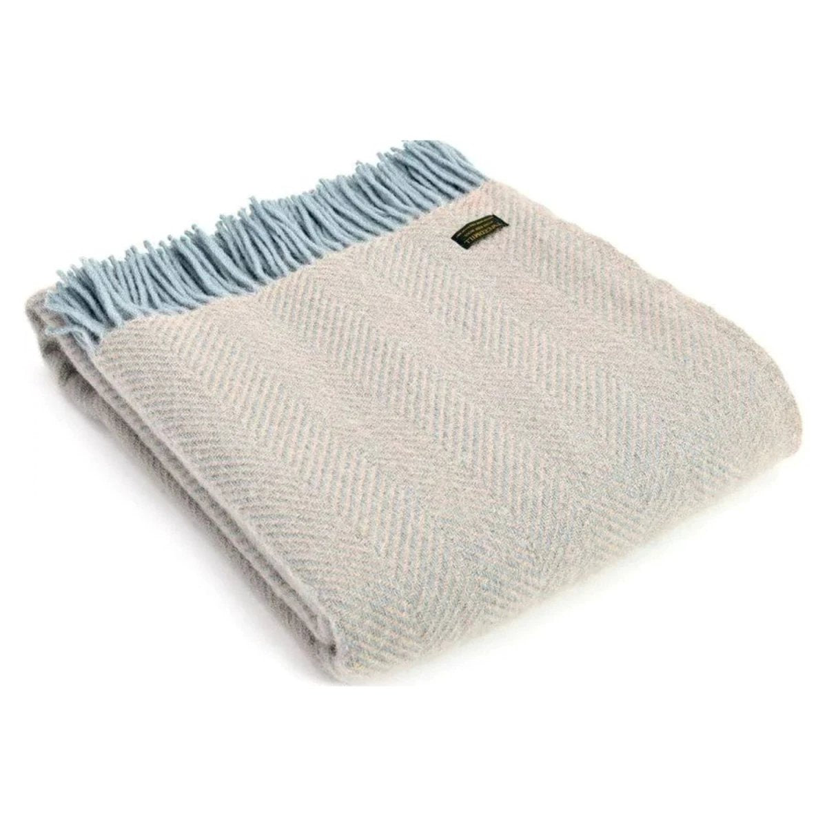 Plaid Visgraat Lichtbruin en Lichtblauw (Fawn and Duck egg) - 150x183 - Nieuw Wol - Tweedmill UK by MoodCompanyNL