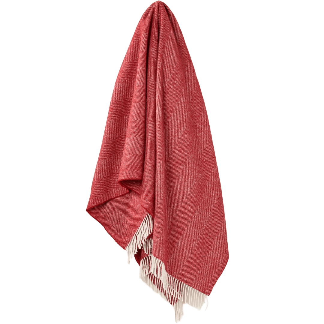 Plaid Visgraat Rood - Shetland Lamswol - 140x185 - Bronte by Moon Scotland by MoodCompanyNL
