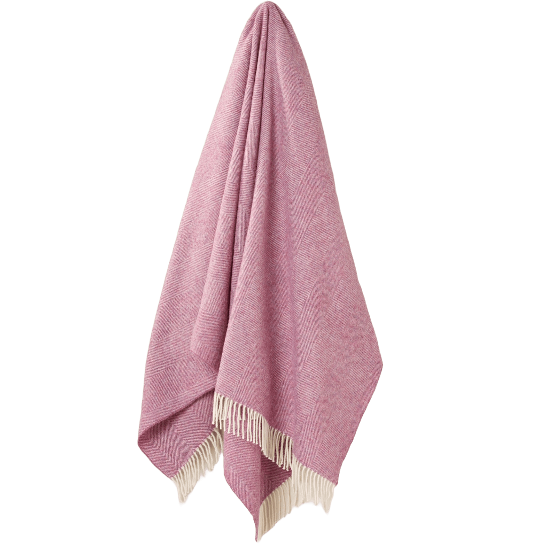 MoodCompanyNL - Plaid Visgraat Roze - Shetland Lamswol - 140x185 - Bronte by Moon Scotland - 5057900121507