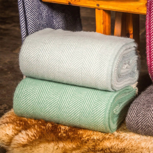 Plaid Visgraat Zee Groen - 150x183 - Nieuw Wol - Tweedmill UK by MoodCompanyNL