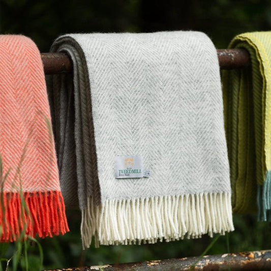Plaid Visgraat Zilver Grijs - 150x183 - Nieuw Wol - Tweedmill UK by MoodCompanyNL