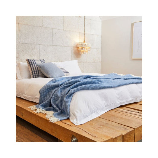 MoodCompanyNL - Plaid Waffle Blauw - 140x240 - Nieuw Wol - Tweedmill UK - 5785681590297