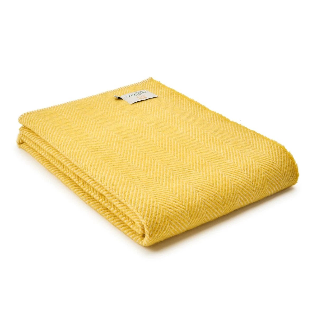 Plaid zonder franje Visgraat Geel (Dandelion) - 140x200 - Nieuw Wol - Tweedmill UK by MoodCompanyNL