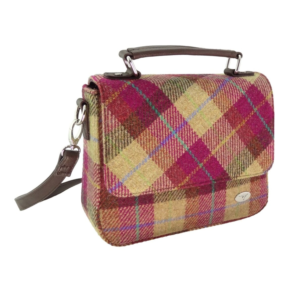 Mood Company - Schoudertas Thurso Burgundy & Sand - 23x24x9 - Harris Tweed - Glen Appin of Scotland -