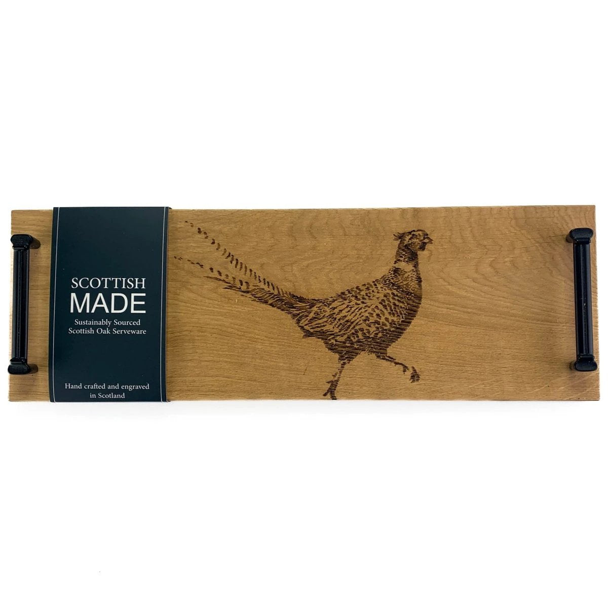 Serveerplank met stalen handvatten Fazant - 45x15 - Schots Eikenhout - Scottish Made by MoodCompanyNL