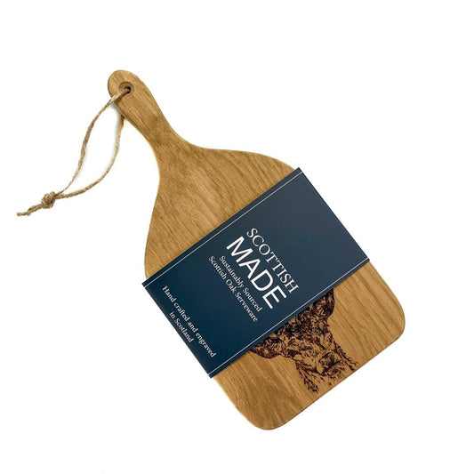Serveerplank Peddel Edelhert Small - 30x15 - Schots Eikenhout - Scottish Made by MoodCompanyNL