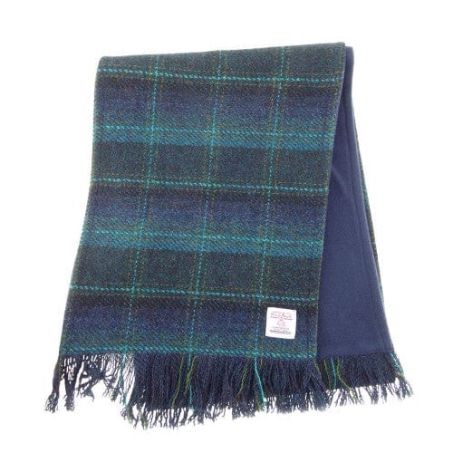 MoodCompanyNL - Sjaal Harris Tweed Blauw met Turquiose - Zachte Fleece binnenkant - 25 x 155 - Glen Appin of Scotland - 5060959028833