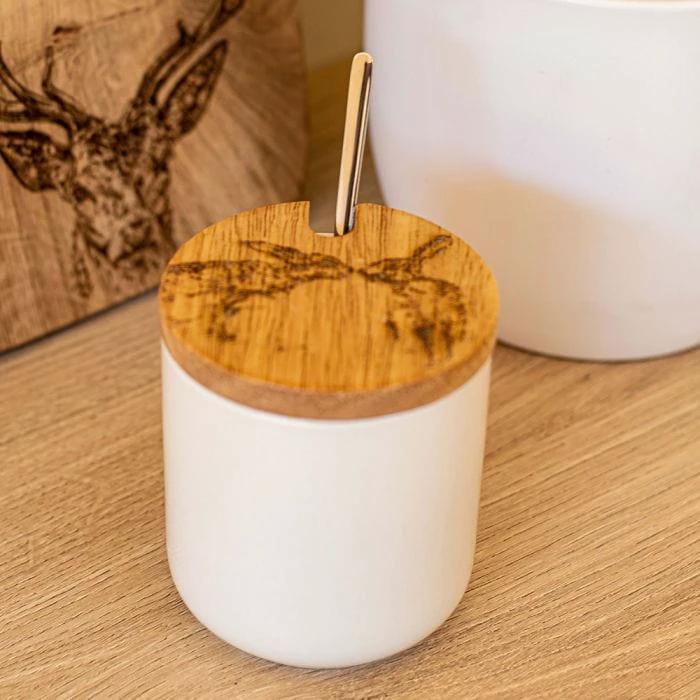 Suiker- of jampot met lepel Hazen - 9x8 - Scottish Made by MoodCompanyNL