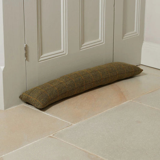 Mood Company - Tochtstopper Olijfgroen & Bruin Ruit – Tweedmill – 16x80 cm - 5060958301722