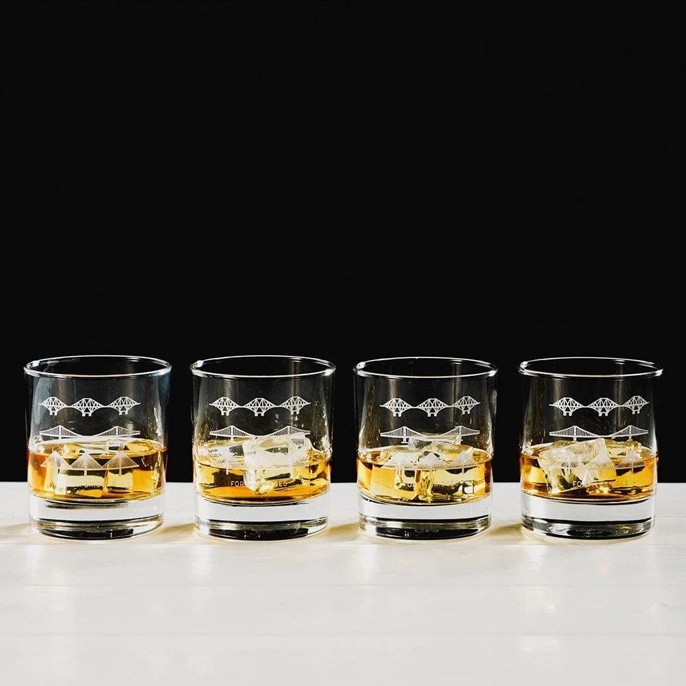 MoodCompanyNL - Whiskyglazen Gegraveerd met Fort Bridges 4 stuks - Just Slate Company Scotland - 5060718710504