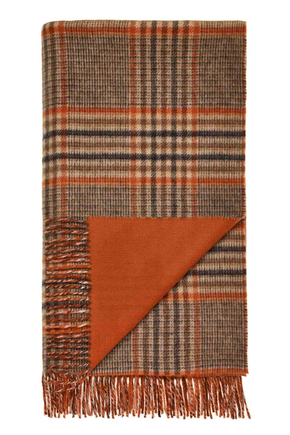 Plaid Estate Carreaux Orange - Country Side Collection - Laine d'Agneau Mérinos - 140x185 - Bronte by Moon Scotland