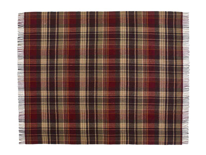 Estate Olive/Burgundy Throw - Country Side Collection - Merino Lambswool - 140x185 - Bronte by Moon Scotland