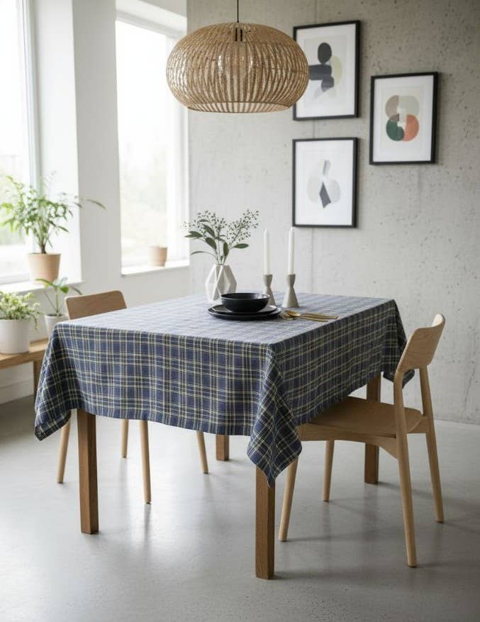 Tartan Tablecloth Windsor Blue - Cotton/Polyester - Bamar