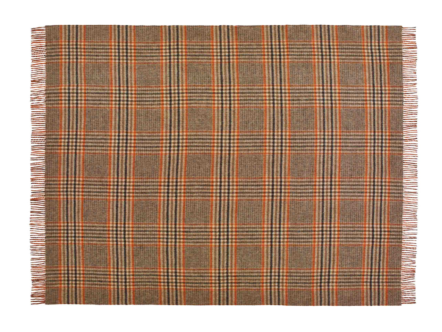 Plaid Estate Carreaux Orange - Country Side Collection - Laine d'Agneau Mérinos - 140x185 - Bronte by Moon Scotland