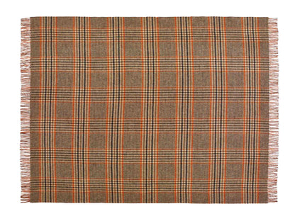 Plaid Estate Carreaux Orange - Country Side Collection - Laine d'Agneau Mérinos - 140x185 - Bronte by Moon Scotland