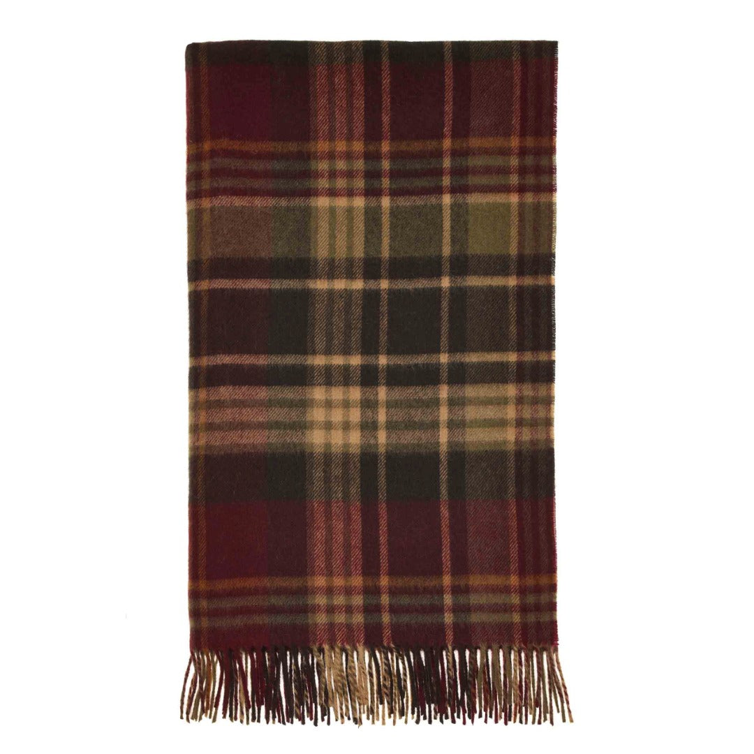 Estate Olive/Burgundy Throw - Country Side Collection - Merino Lambswool - 140x185 - Bronte by Moon Scotland