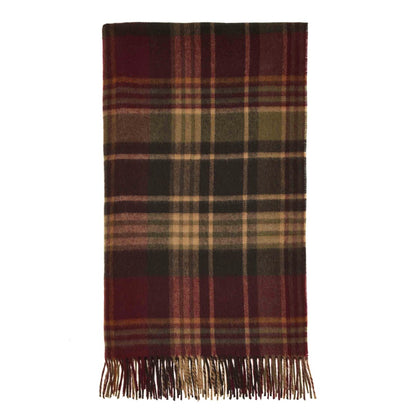 Estate Olive/Burgundy Throw - Country Side Collection - Merino Lambswool - 140x185 - Bronte by Moon Scotland