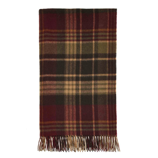 Plaid Estate Olive/Bordeaux - Country Side Collection - Laine d'Agneau Mérinos - 140x185 - Bronte by Moon Scotland