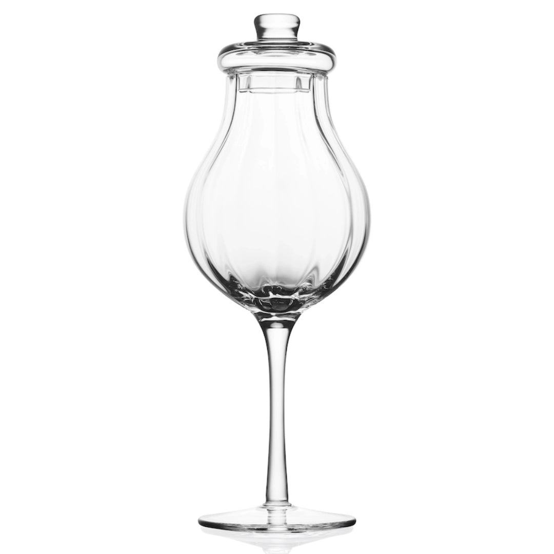 Verre à whisky G610 – 200 ml – avec couvercle – fait main – Verre ambré