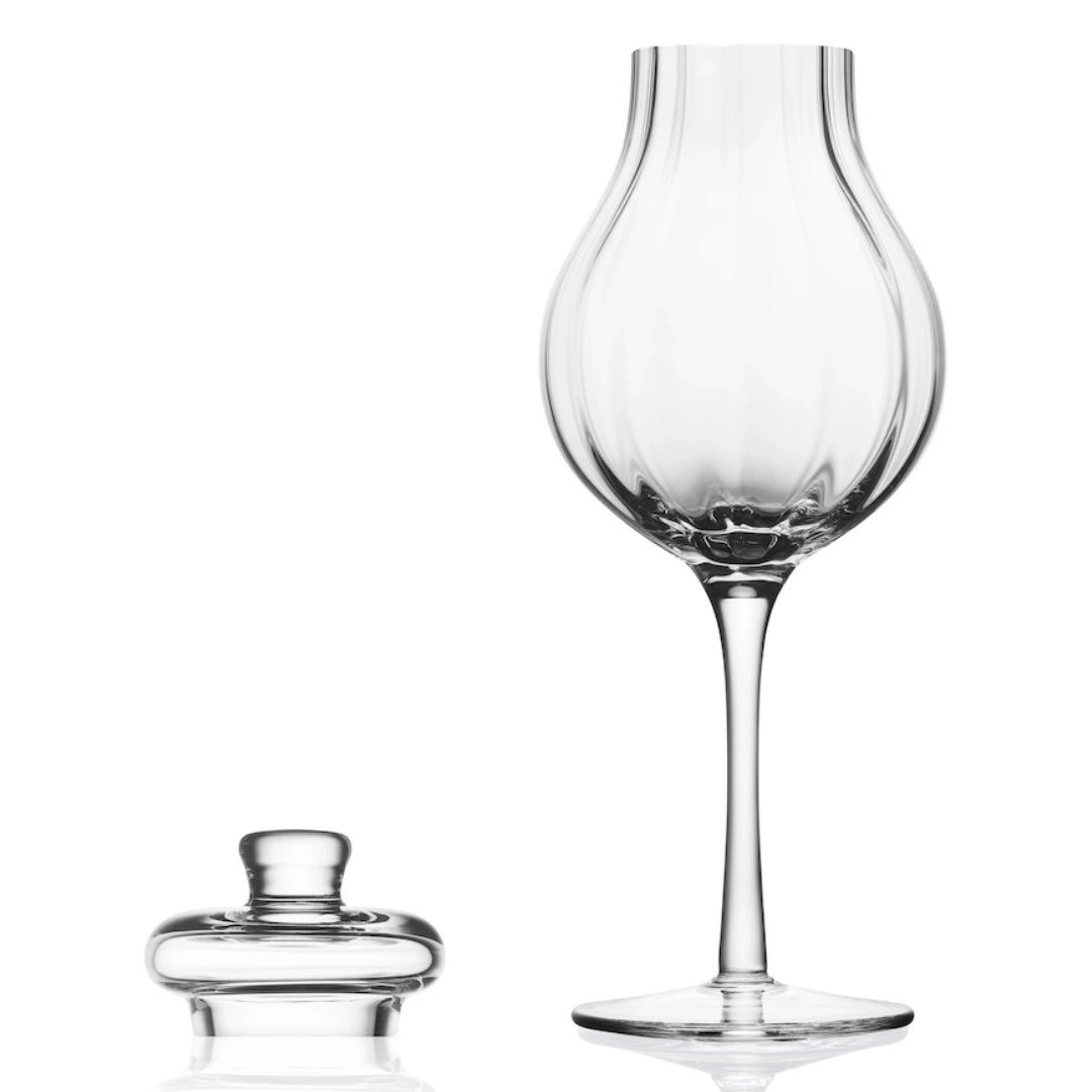 Verre à whisky G610 – 200 ml – avec couvercle – fait main – Verre ambré