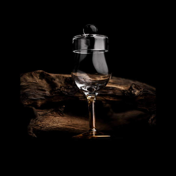 Verre à whisky G100 – 100 ml – avec couvercle – fait main - Verre ambré