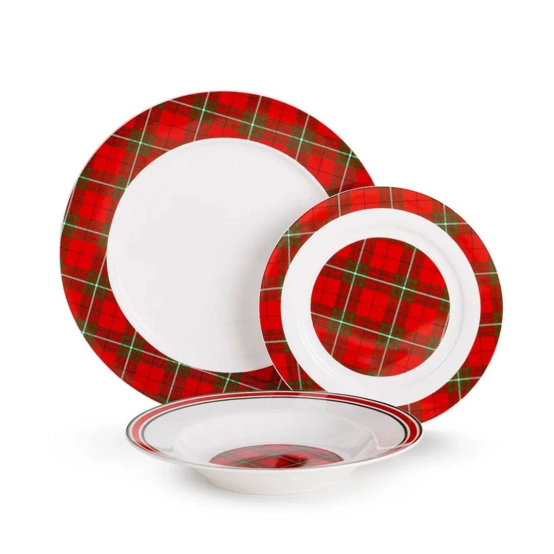Borden NEW BONE tartan - set van 18 stuk - 3 verschillende borden by MoodCompanyNL