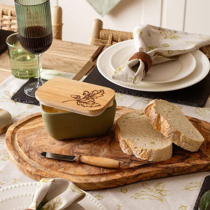 Botervloot zacht Groen met Herfst gravure - Duurzaam - Selbrae House Scotland by MoodCompanyNL