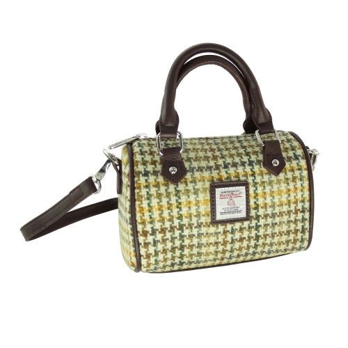Mood Company - Bowlingtas mini Kilbride Geel groen bruin dogtooth - 17x 20x11 - Harris Tweed - Glen Appin of Scotland - 5061035012791