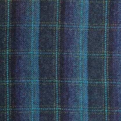 Brillenetui Blauw met Turquoise Ruit - Harris Tweed - Metalen Clip - Glen Appin of Scotland by MoodCompanyNL