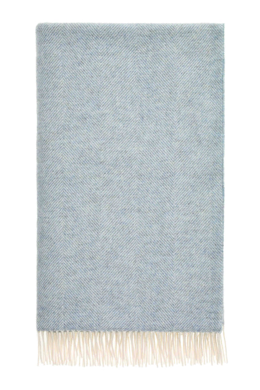 Plaid Chevrons Bleu Pétrole - Laine Vierge Pure - 140x185 - Bronte by Moon Scotland