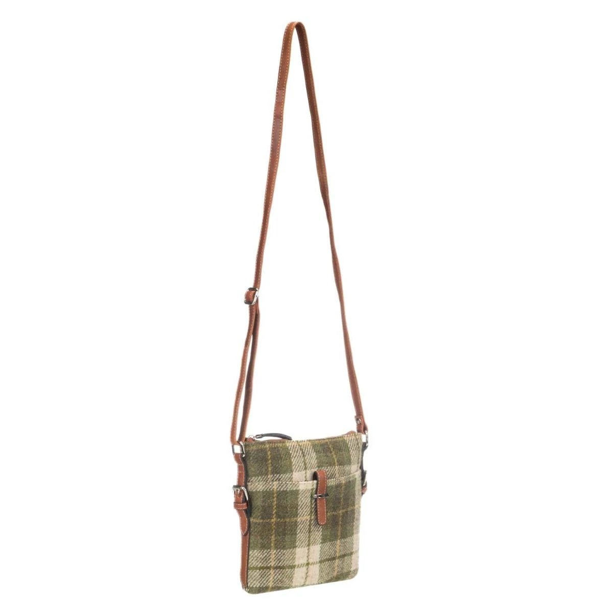 Crossbody Tas Lichtgroene Tartan & Leer | Das Impex by MoodCompanyNL